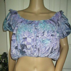 Vintage 80's Purple Puff sleeve crop top S M L